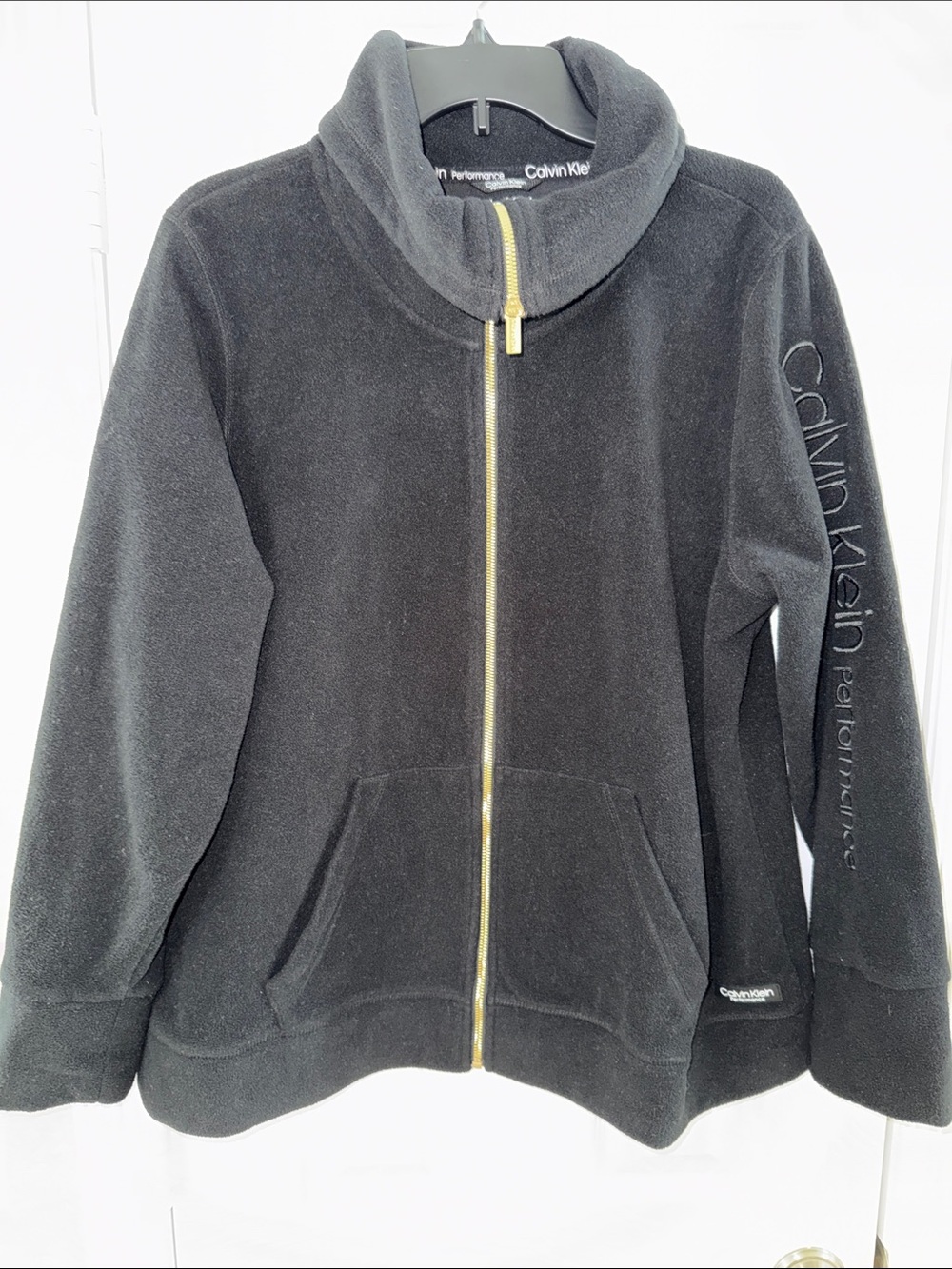 Calvin Klein Performance Women Black Fleece Zip Jacket Size 1X